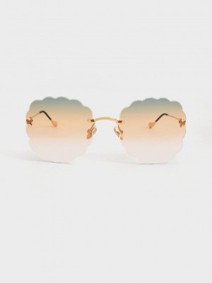 Charles & Keith Multi-Tinted Scalloped Butterfly Sunglasses Orange | XQUJ59120