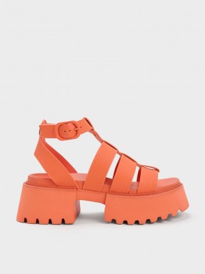 Charles & Keith Nadine Gladiator Plattform Sandals Orange | SRJA56438
