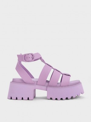Charles & Keith Nadine Gladiator Plattform Sandals Lila | ZDVP08632