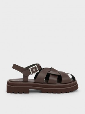 Charles & Keith Nell Gladiator Sandals Dunkelbraun | QJCZ49057