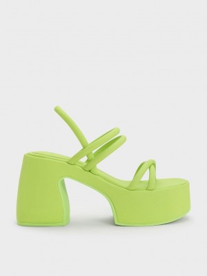 Charles & Keith Nerissa Tubular Plattform Sandals? Hellgrün | MCGP37268