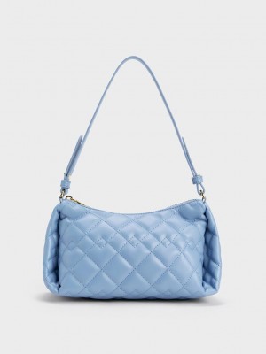 Charles & Keith Nezu Chain Handle Gesteppt Hobo Bag Hellblau | OJXA26409