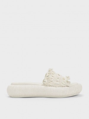 Charles & Keith Nuala Ruched Flatforms Weiß | XKCI97654