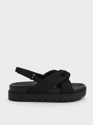 Charles & Keith Nylon Knotted Flatform Sandals Schwarz | WCOE39508