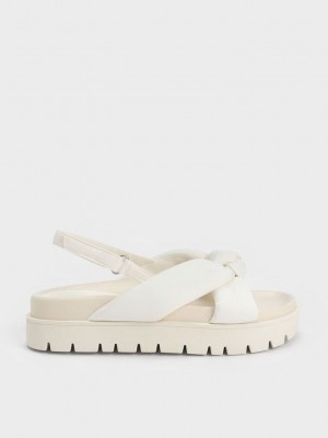 Charles & Keith Nylon Knotted Flatform Sandals Weiß | STDA42318