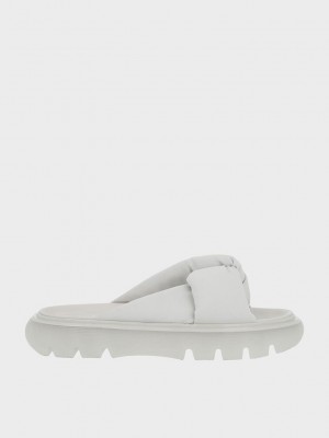Charles & Keith Odessa Nylon Round-Kappe Badelatschen Sandals Weiß | EIAY98632