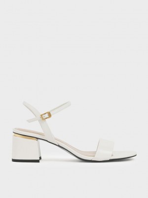 Charles & Keith Open Kappe Ankle Riemen Block Heel Sandals Rosa | FIMG57621