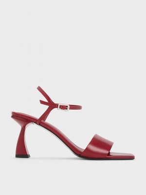 Charles & Keith Open Kappe Curved Heel Sandals Rot | EOLI54631