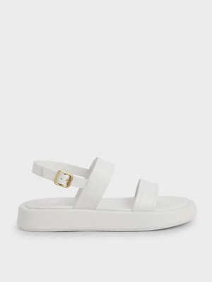 Charles & Keith Open Kappe Slingback Plattform Sandals Weiß | WOUB47083