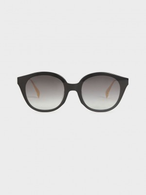 Charles & Keith Ophelia Acetate Cat-Eye Sunglasses Schwarz | BDPQ09283