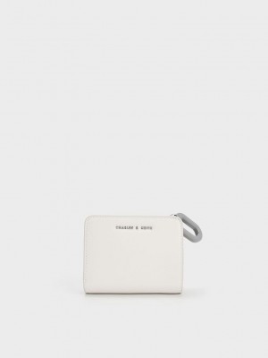Charles & Keith Oval Keychain Zip Wallet Weiß | FRKO64702