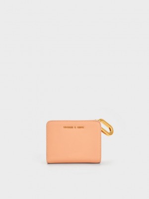 Charles & Keith Oval Keychain Zip Wallet Orange | DWZU70541