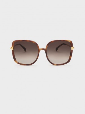 Charles & Keith Oversized Square Chain-Link Sunglasses | TYVL81390