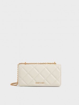 Charles & Keith Paffuto Chain Handle Gesteppt Long Wallet Weiß | KHOI37861