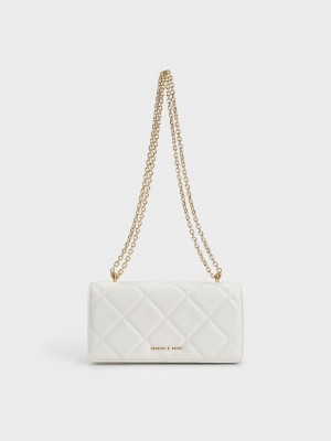 Charles & Keith Paffuto Chain Handle Gesteppt Long Wallet Weiß | TVPL52934