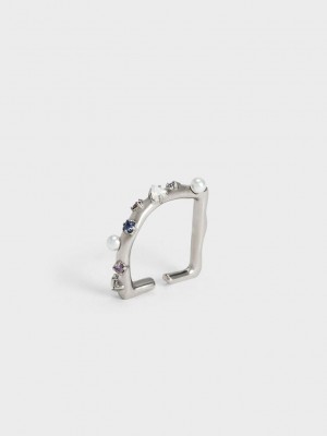 Charles & Keith Pearl & Crystal-Embellished Ring Lila | GKSR46593