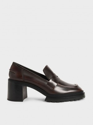 Charles & Keith Penny Loafer Pumps Dunkelbraun | TCRA83564
