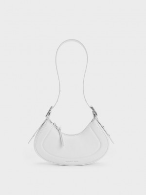 Charles & Keith Petra Curved Shoulder Bag Weiß | SNDO07849