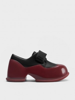 Charles & Keith Pixie Lack Two-Tone Plattform Loafers Rot | GKXM26143