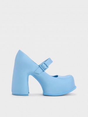Charles & Keith Pixie Plattform Mary Janes Blau | RTEY26138