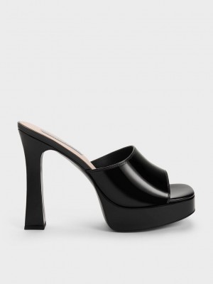 Charles & Keith Plattform Block Heel Mules Schwarz | MEHL96045