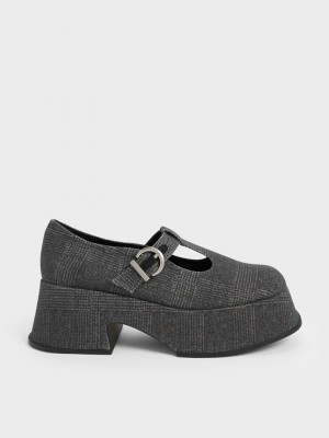 Charles & Keith Plattform T-Bar Mary Janes Grau | PORU40367
