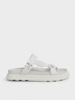 Charles & Keith Polyester Klettverschluss Riemen Sports Sandals Rosa | OCJP79085