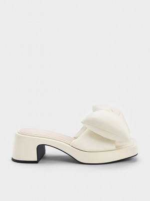 Charles & Keith Puffy Bow Absatz Mules Weiß | ZOJA20318