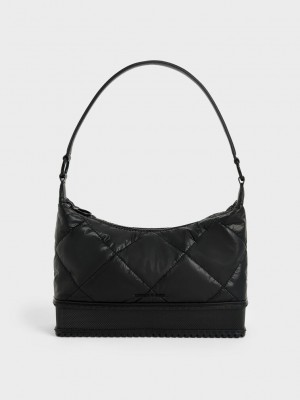 Charles & Keith Puffy Shoulder Bag Schwarz | OZJG58319