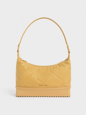 Charles & Keith Puffy Shoulder Bag Senfgelb | ZQOB67154