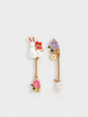 Charles & Keith Rabbit Flower Drop Earrings Mehrfarbig | TALX82340