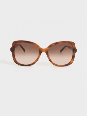 Charles & Keith Recycled Acetate Braided Temple Butterfly Sunglasses | FOJU52130