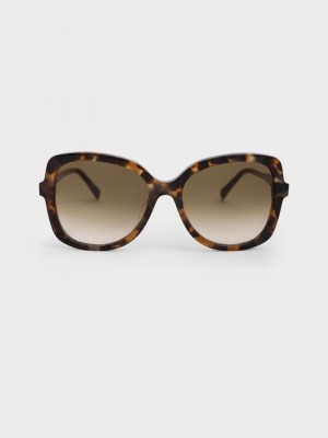 Charles & Keith Recycled Acetate Tortoiseshell Butterfly Sunglasses | IVQL05781