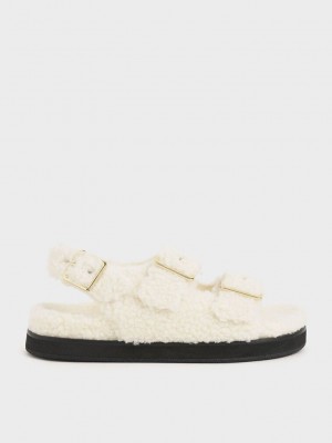 Charles & Keith Recycled PET - Furry Plattform Sandals Rosa | DCLH53876