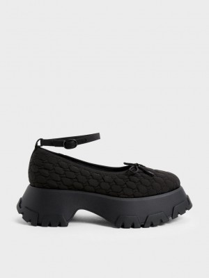 Charles & Keith Recycled Polyester Bow Ballerinas Schwarz | SPAC84651