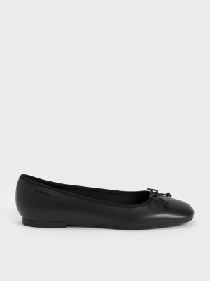 Charles & Keith Rhea Bow Ballerinas Schwarz | CLIF92603