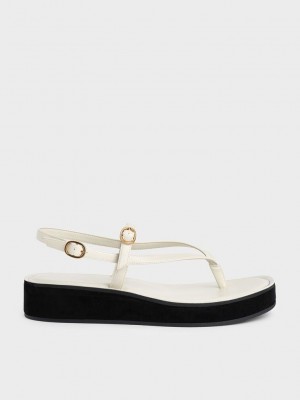 Charles & Keith Riemchen Flatform Tanga Sandals Rosa | TCFN18045