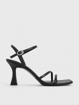 Charles & Keith Riemchen Trapeze Heel Sandals Schwarz | VRKC63587