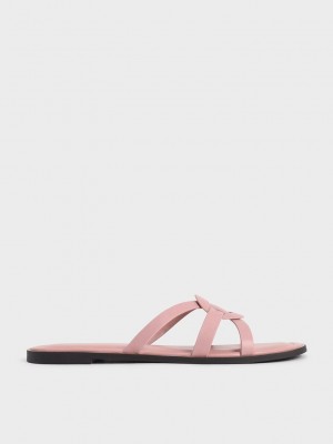 Charles & Keith Ring Detail Riemchen Flats Hellrosa | OWZF32706