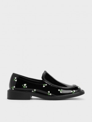 Charles & Keith Rosalie Floral Leder Loafers Mehrfarbig | VKPN87431