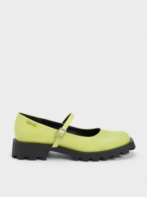Charles & Keith Rounded Square-Kappe Mary Janes Hellgrün | WKMU31068