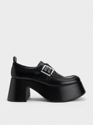 Charles & Keith Rubina Buckled Chunky Loafers Schwarz | ATXM47692