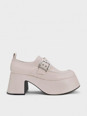 Charles & Keith Rubina Buckled Chunky Loafers Hellgrau | UOVH95847