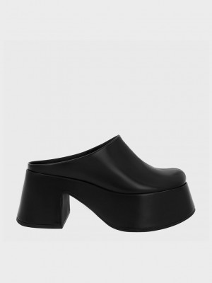 Charles & Keith Rubina Plattform Mules Schwarz | FUPB23968
