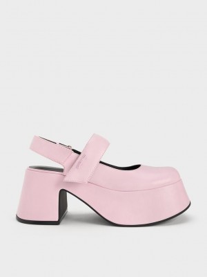 Charles & Keith Rubina Slingback Mary Jane Pumps Hellrosa | YWKE61984