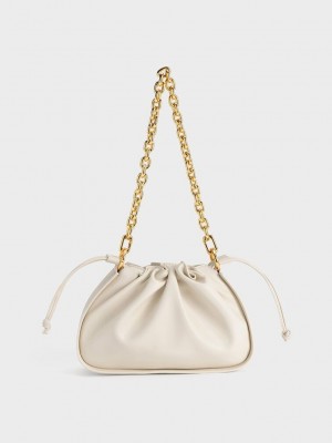 Charles & Keith Ruched Chain Handle Drawstring Bag Rosa | EKPY75490