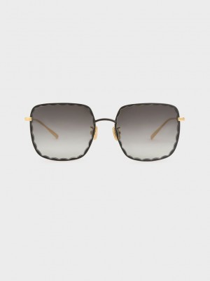 Charles & Keith Scallop Trim Butterfly Sunglasses Schwarz | UQYZ23514