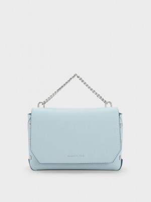 Charles & Keith Screw Motif Front Flap Bag Blau | KUGQ63412