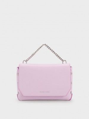 Charles & Keith Screw Motif Front Flap Bag Lila | AJNZ76981