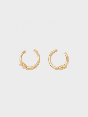 Charles & Keith Sculptural Hoop Earrings Gold | GUIO61038
